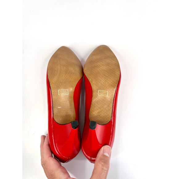 Easy Spirit Dress Shoes Size 5 Red Leather 2" Heel Slip-On Pumps Almond - Picture 9 of 12